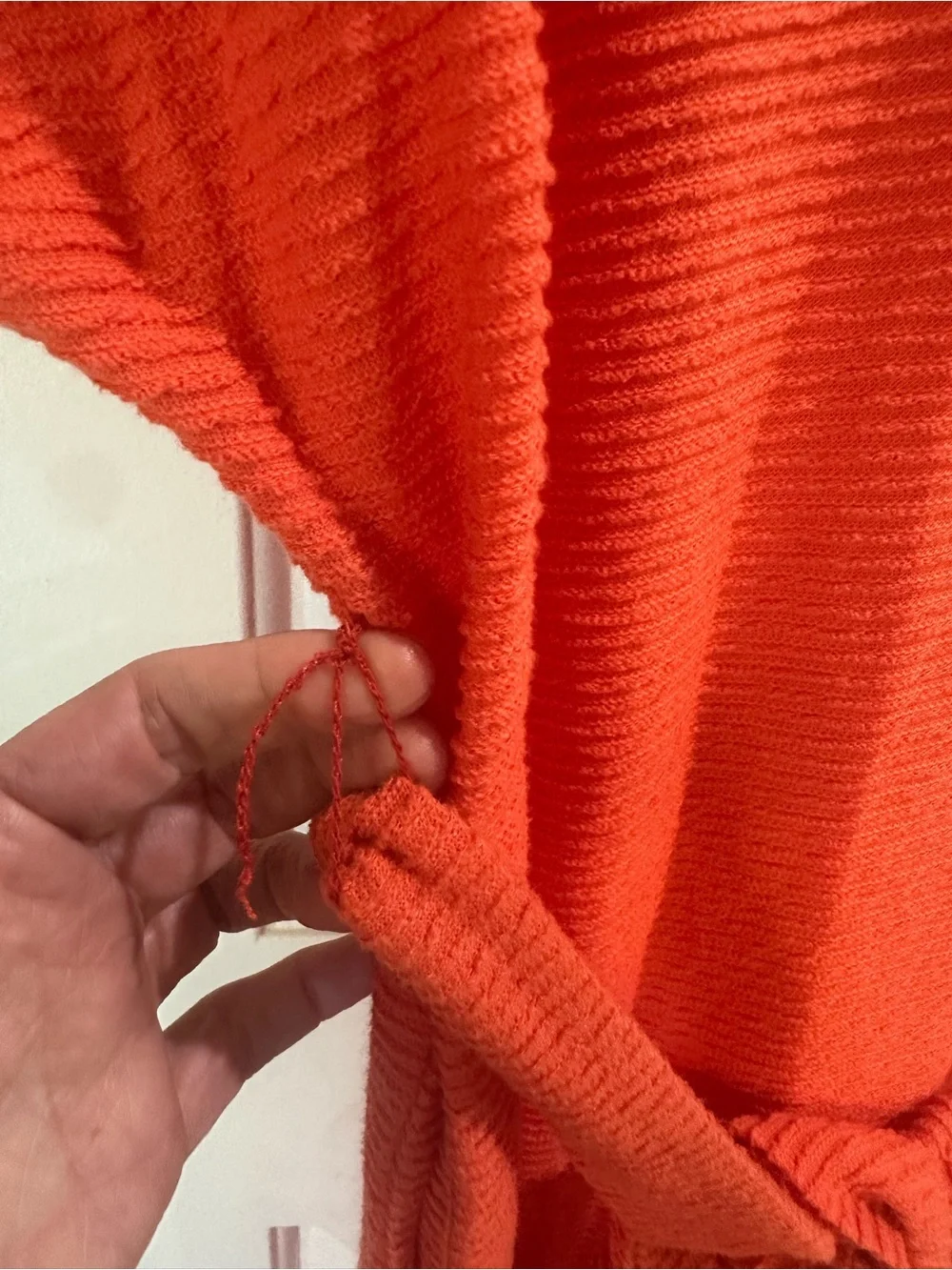 Free People Made in USA Burnt Orange Ribbed Knit Belted Kaftan Maxi Dress S Boho